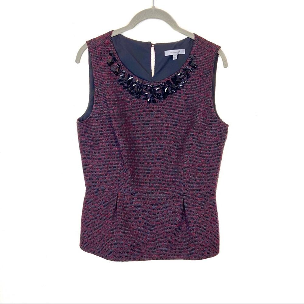 Classiques Entier Top Shirt Size M Sleeveless Bejeweled Red Black Special Event